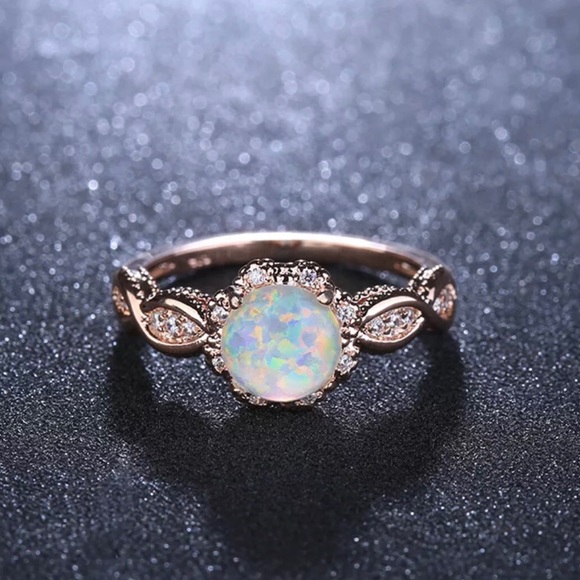 Jewelry - Rose Gold Opal w/Diamonds Engagement Friendship Ring - Women’s Ring - New